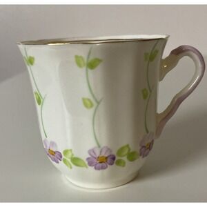 Adderley Bone China Demitasse Teacup Purple Flowers Vintage Made in England